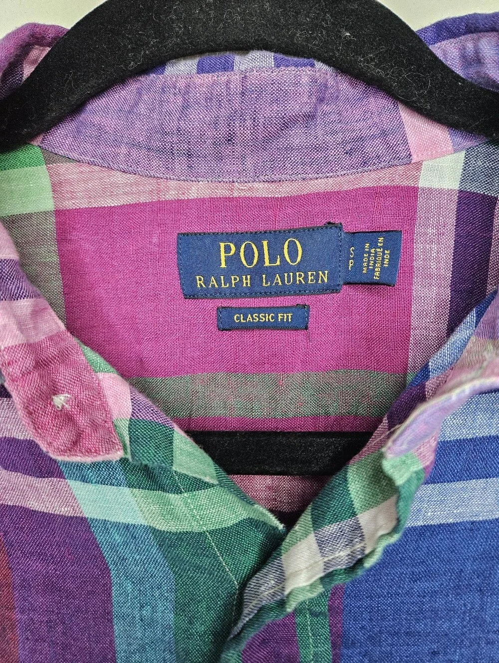 POLO RALPH LAUREN Linen Classic Fit Plaid Oxford Workshirt S